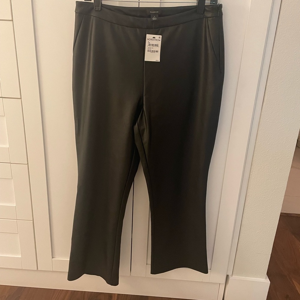 Halogen faux leather crop flare pants